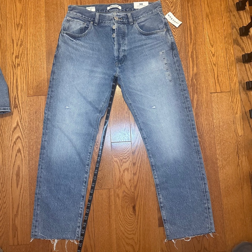 PacSun Vintage Loose Crop Jeans Women 30 Blue Raw Hem Button Fly Denim